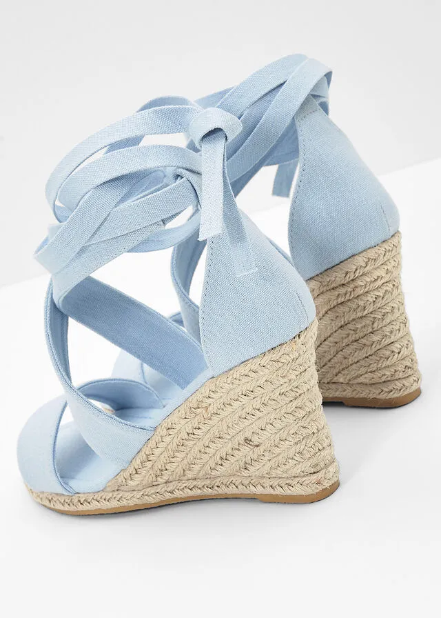 Sandalias de cuña Denim claro