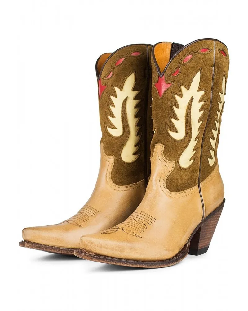 SENDRA - Botas Cowboy 15351 Gorca Combinadas en  Cuero y Serraje