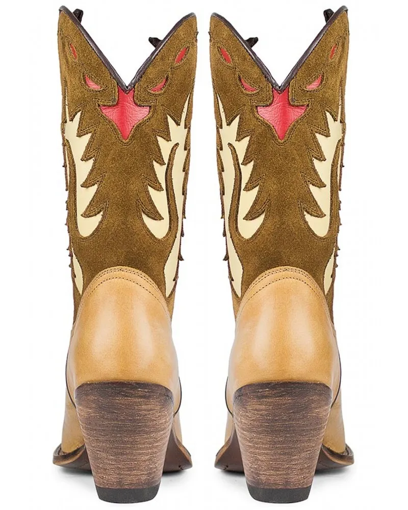 SENDRA - Botas Cowboy 15351 Gorca Combinadas en  Cuero y Serraje