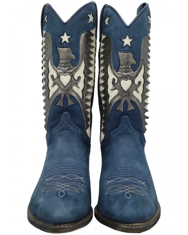 SENDRA - Botas Cowboy 18658 Lía Nobuk Delave Color Azul con Transparencias