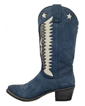 SENDRA - Botas Cowboy 18658 Lía Nobuk Delave Color Azul con Transparencias