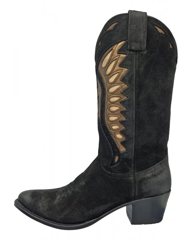 SENDRA - Botas Cowboy 18802 Lía Serraje Color Negro con Transparencias