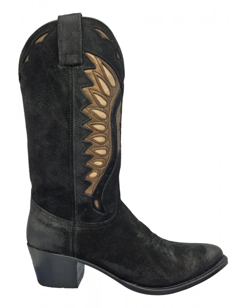 SENDRA - Botas Cowboy 18802 Lía Serraje Color Negro con Transparencias