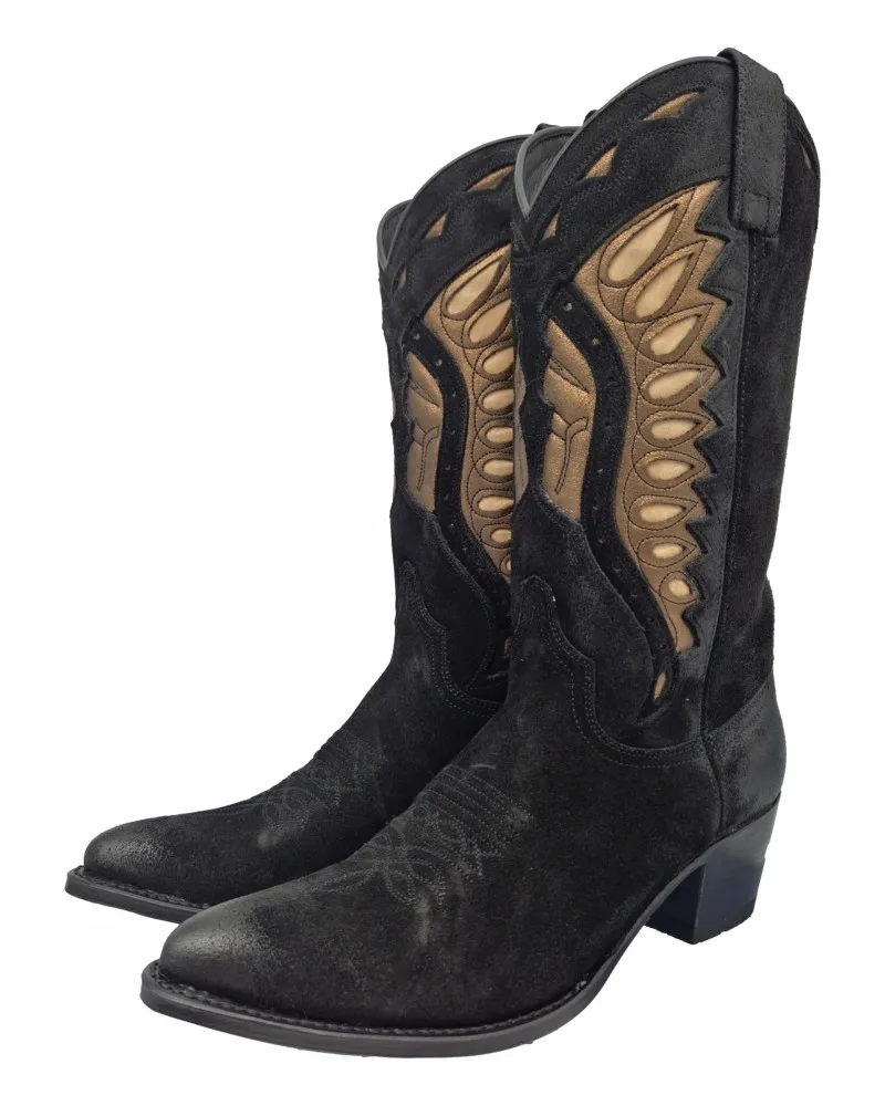 SENDRA - Botas Cowboy 18802 Lía Serraje Color Negro con Transparencias