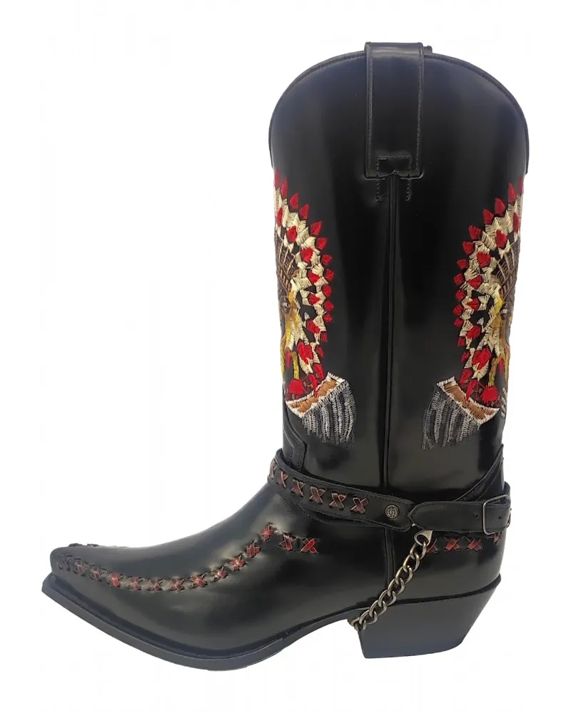 SENDRA - Botas Cowboy Cherokee Horma Cuervo con Arnés Modelo 17015