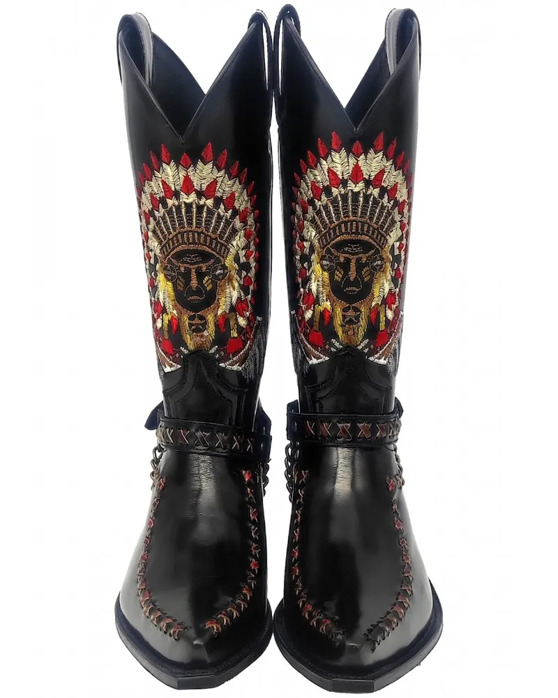 SENDRA - Botas Cowboy Cherokee Horma Cuervo con Arnés Modelo 17015