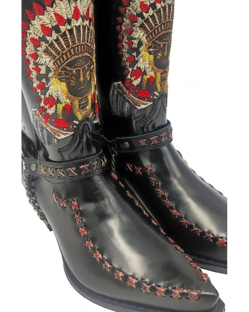 SENDRA - Botas Cowboy Cherokee Horma Cuervo con Arnés Modelo 17015