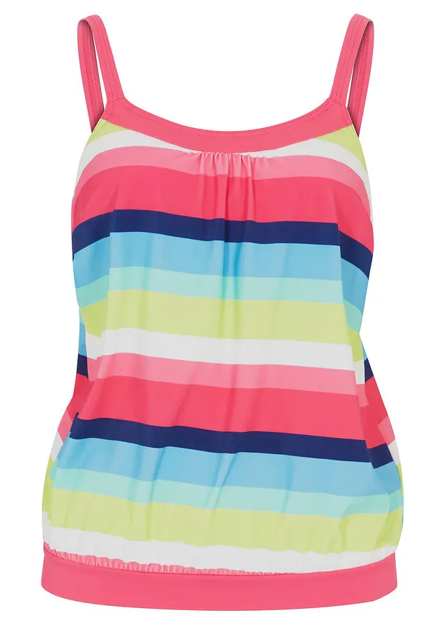 Top de tankini de poliamida reciclada Rayas multicolor