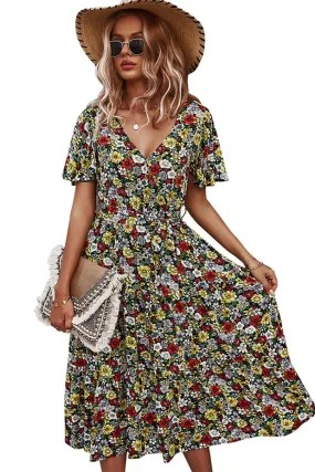 Vestido de campo floral negro