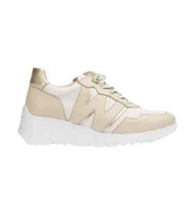 Zapatillas de piel Kyoto beige -Altura cuña 4.5cm-