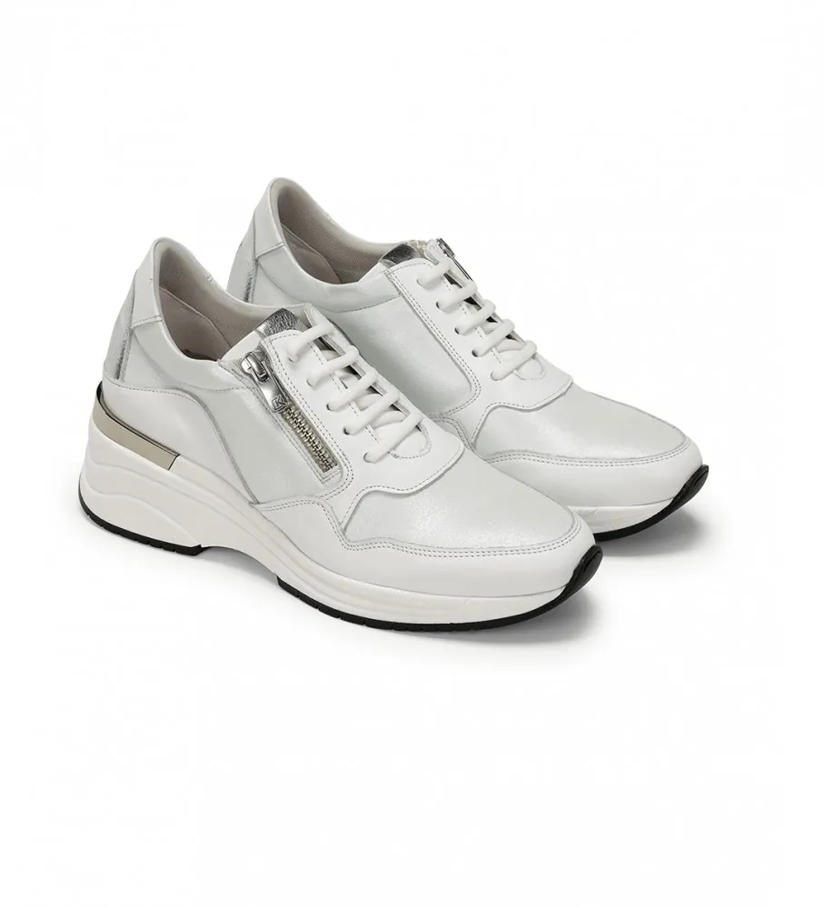 Zapatillas de Piel Tera D9042 blanco -Altura cuña 6cm-