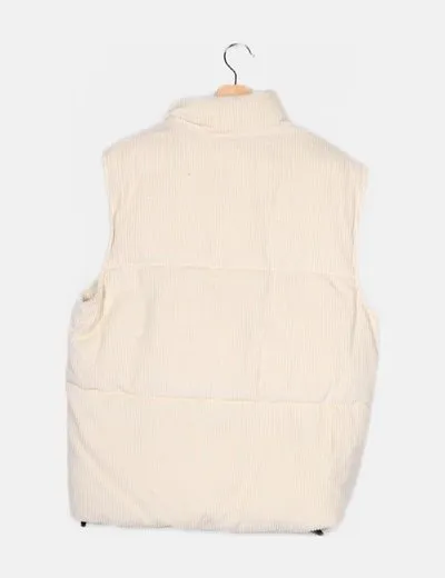 Zara Chaleco beige de pana acolchado