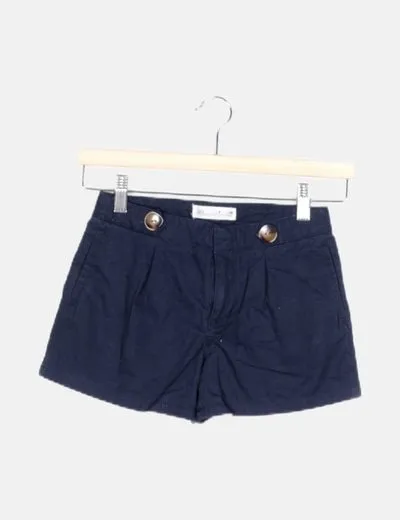 Zara Short de tela azul marino